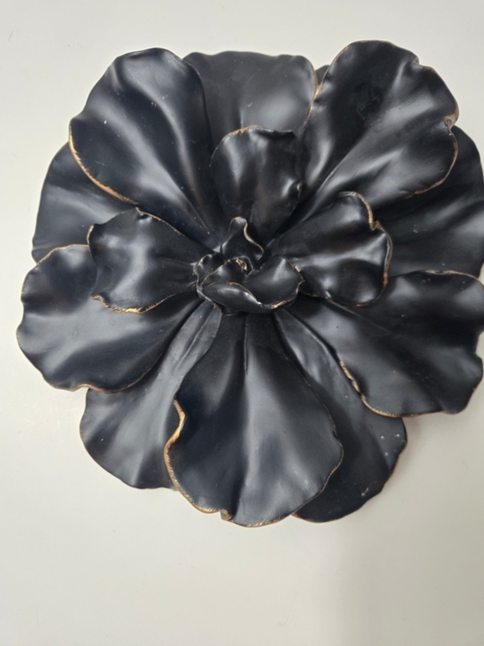 Poly Resin Black Metal Flower Wall Decor - No Brand